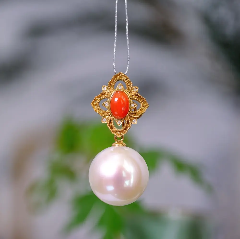 13-14mm pearl pendant AAAAA fresh water pearl,white