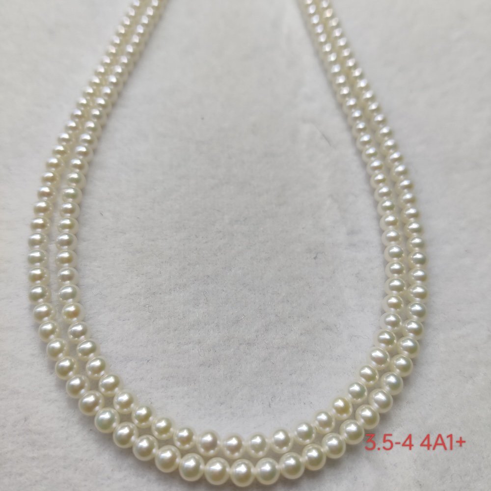3.5-4mm white round freshwater pearl strands, 4A1+ Quality, 16 inches
