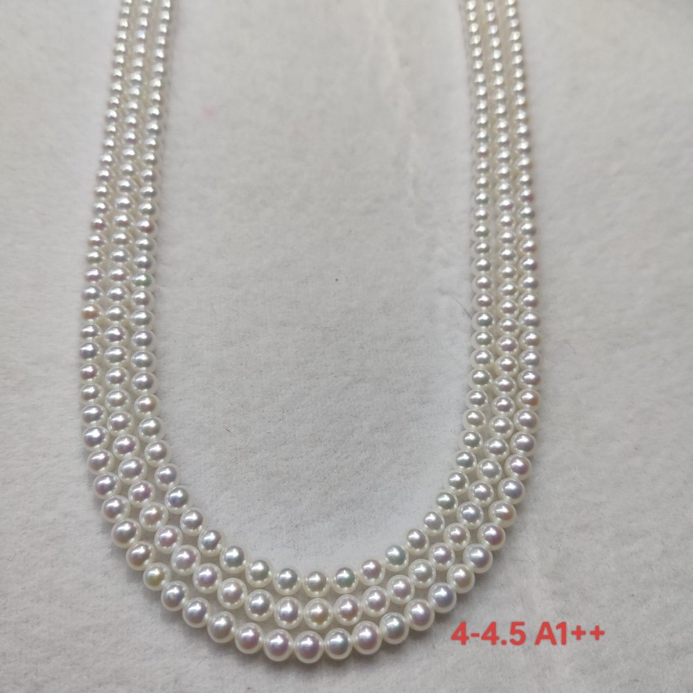 4-4.5mm white round freshwater pearl strands, A1++ Grade, 16 inches