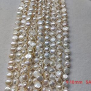 9-10mm baroque white freshwater pearl strands, 5A Quality, 16 inches