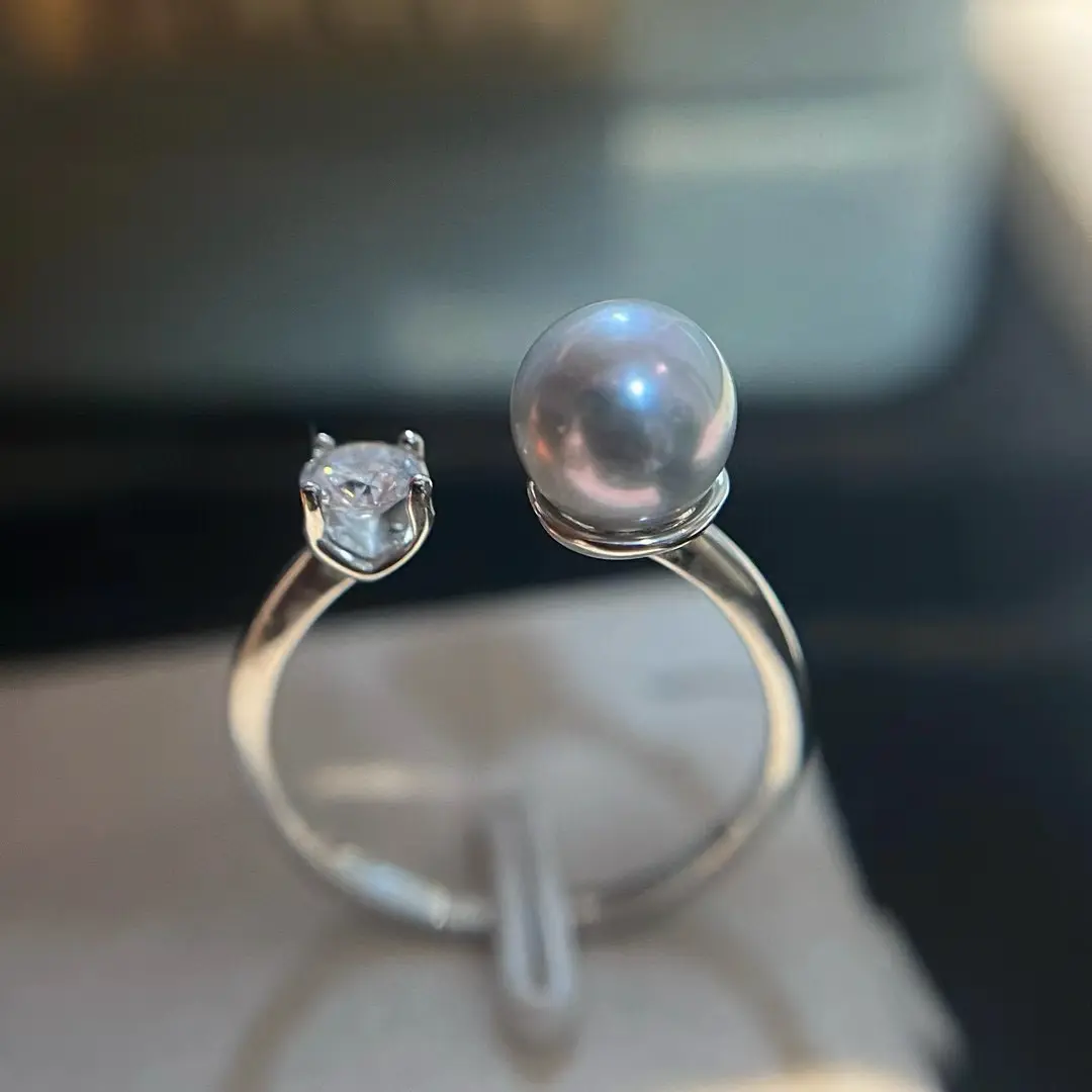 AAAA Quality 6-7mm white freshwater pearl ring, 925 Silver